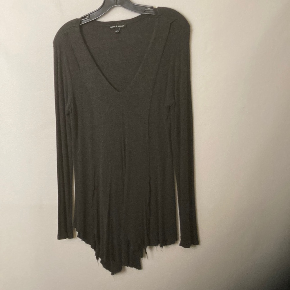 Cable and Gauge dark gray sweater. Raggedy her